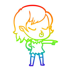 rainbow gradient line drawing cute cartoon vampire girl
