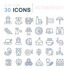 Set Vector Line Icons of Octoberfest