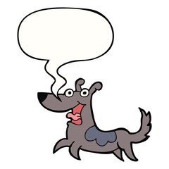 happy dog cartoon and speech bubble