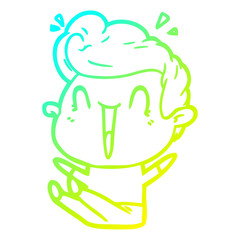cold gradient line drawing cartoon excited man