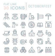 Set Vector Line Icons of Octoberfest