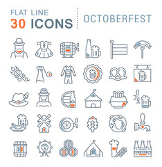 Set Vector Line Icons of Octoberfest