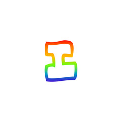 rainbow gradient line drawing cartoon letter i