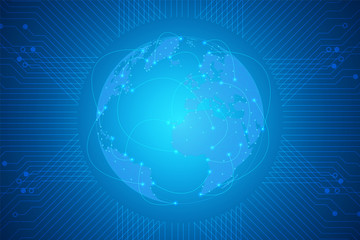 Global network connection concept, Abstract globe map technology