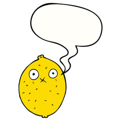 cartoon bitter lemon and speech bubble