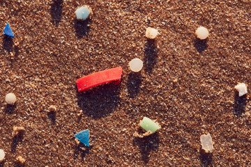 microplastics washed up on beach