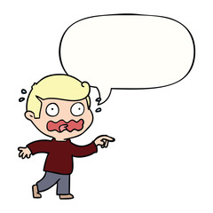 cartoon stressed out pointing and speech bubble