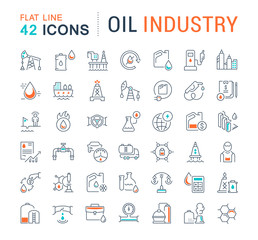 Set Vector Line Icons of Oil Industry
