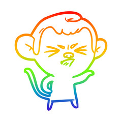 rainbow gradient line drawing cartoon angry monkey