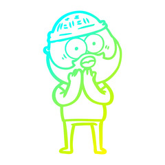 cold gradient line drawing cartoon surprised bearded man