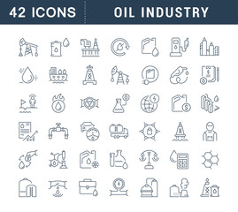 Set Vector Line Icons of Oil Industry