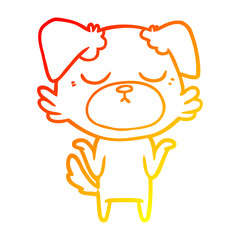 warm gradient line drawing cute cartoon dog