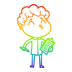 rainbow gradient line drawing cartoon man pouting