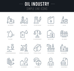 Set Vector Line Icons of Oil Industry