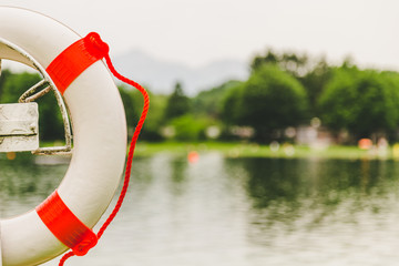Safety buoy or lifesaver at a swimming lake
