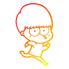 warm gradient line drawing nervous cartoon boy