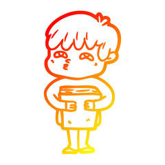 warm gradient line drawing cartoon curious man