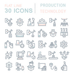 Set Vector Line Icons of Production Technology