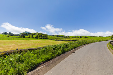 Landscape over Capelas town on Sao Miguel island, Azores archipelago