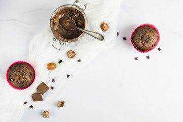 Chocolate muffins and cream