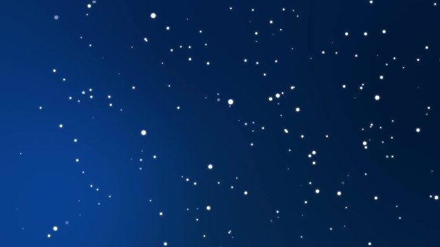 Animated dark blue night sky background with moving stars constellations.