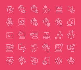 Set of Line Icons of Software Testing