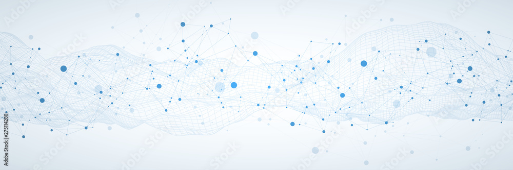 Aufkleber Template for science and technology presentation. Plexus style background.