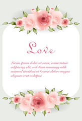Invitation, frame border and greeting card decoration design with beautiful rose flower, Vector illustration template