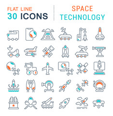 Set Vector Line Icons of Space Technology © M.Style