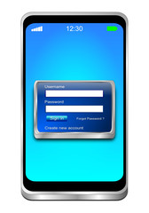 Smartphone with Login Screen - 3D illustration