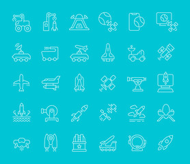 Set of Line Icons of Space Technology