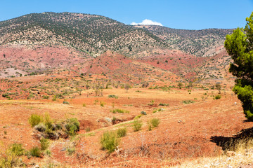 Fototapeta na wymiar Hills on the road to Ouaouizeght a vilage in Morocco