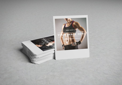 Stack of Instant Photos Mockup