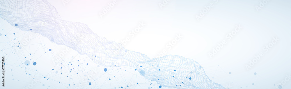 Aufkleber Template for science and technology presentation. Plexus style background.
