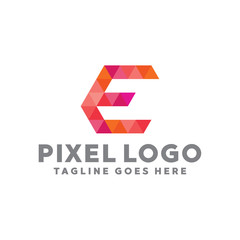 Pixel Logo For Technology Design With Colorful Style Concept. Digital Logo Company with Pixel Concept. Triangle and Geometry Symbols. Letter Icon for Business, website, Studio, Media, Internet.