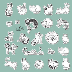Cute doodle cats with different emotions.