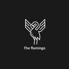 icon logo flamingo with line art, minimal logo animal