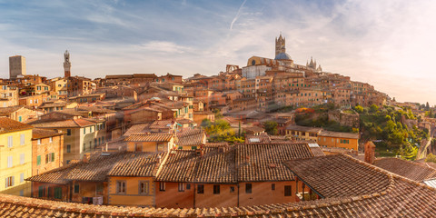 Siena at sunset, Tuscany, Italy