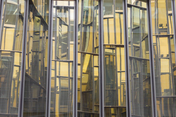 architecture mirrored yellow wall background