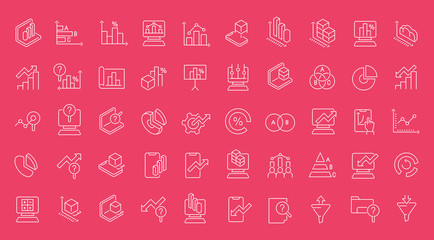 Set of Line Icons of Web Analytics