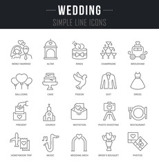 Set Linear Icons of Wedding