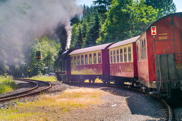 Historical locomotive called "Harzer Schmalspurbahn" at the station