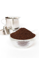 Roasted coffee and coffee maker Vietnam traditional style 