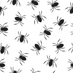 Spider pattern for Halloween party. Cute  october night seamless scary background.