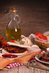 Tigella bread with sun-dried tomatoes.