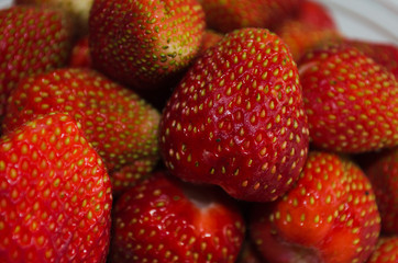 Strawberries closeup, ripe red berries
