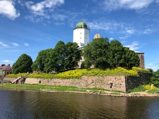 Fototapeta na wymiar Sightseeing of Russia. Vyborg castle - medieval castle in Vyborg town, a popular architectural landmark, Vyborg, Russia