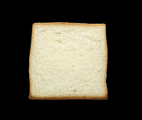 Slice of white bread isolated on black background with clipping path