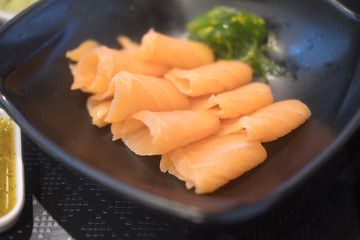 Salmon sashimi or raw salmon