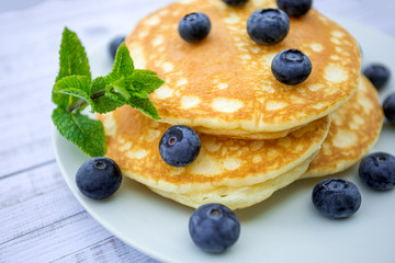 pancakes et myrtilles